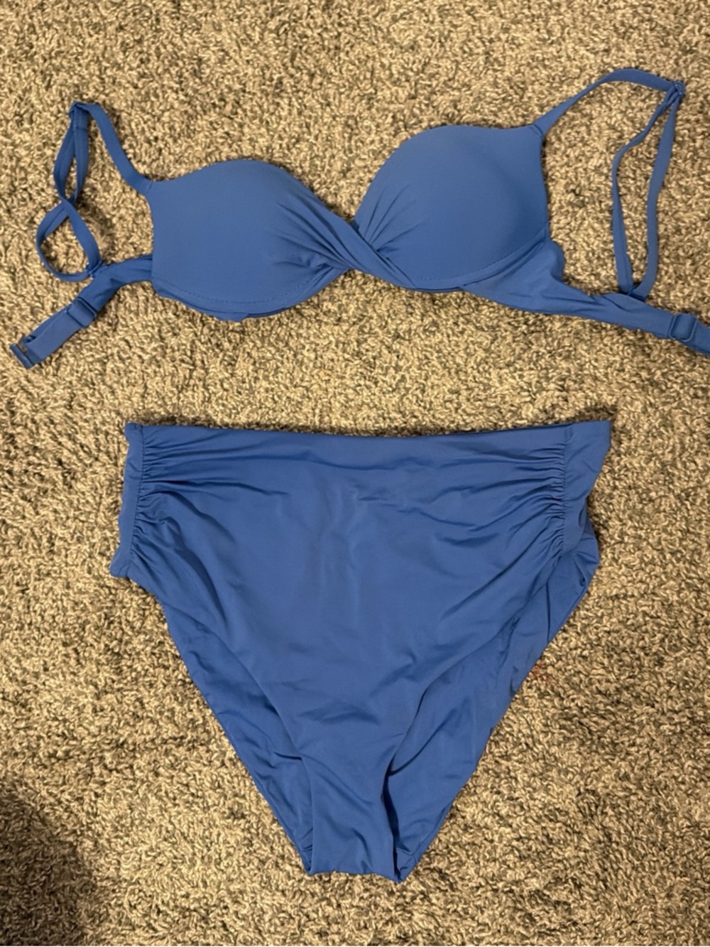 High-Waist Padded Bikini Set in Cobalt Blue